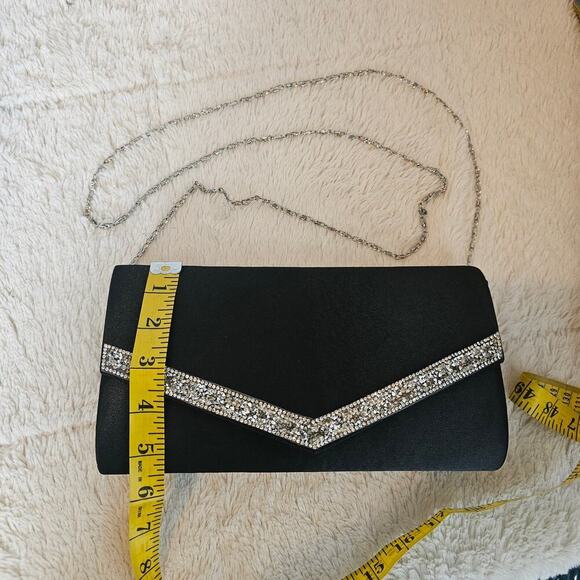 Satin Evening Party Clutch/Crossbody Rhinestones Embellished bag. Events. Party - Picture 4 of 12